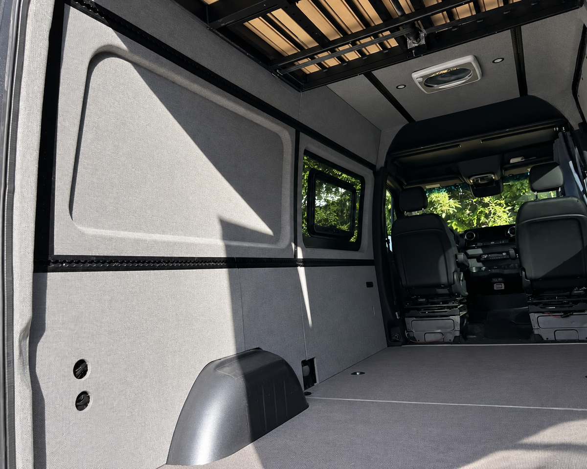 Sprinter side wall and ceiling panels, view toward the cab