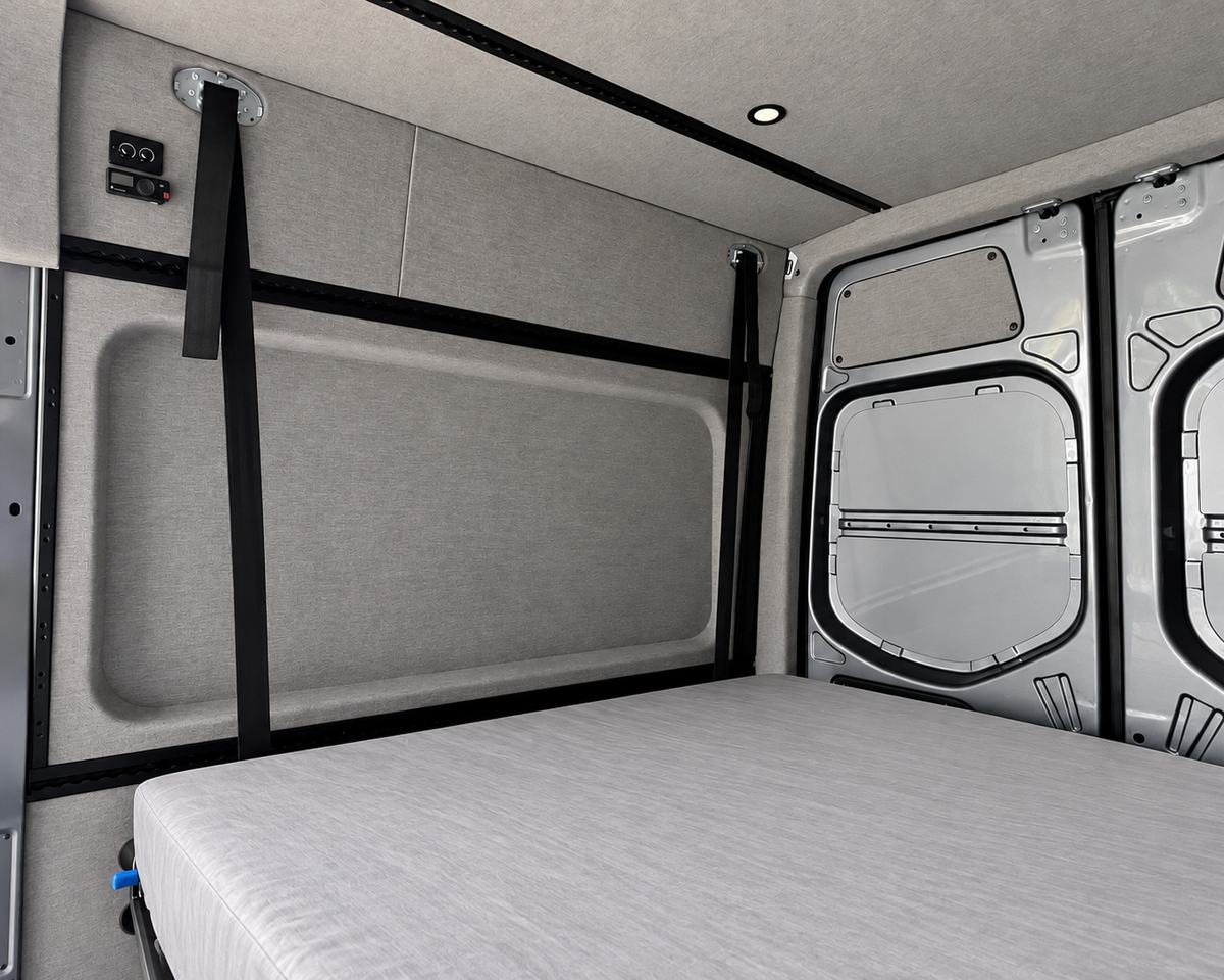 Sprinter interior conversion kit rear wall panels with bed lowered