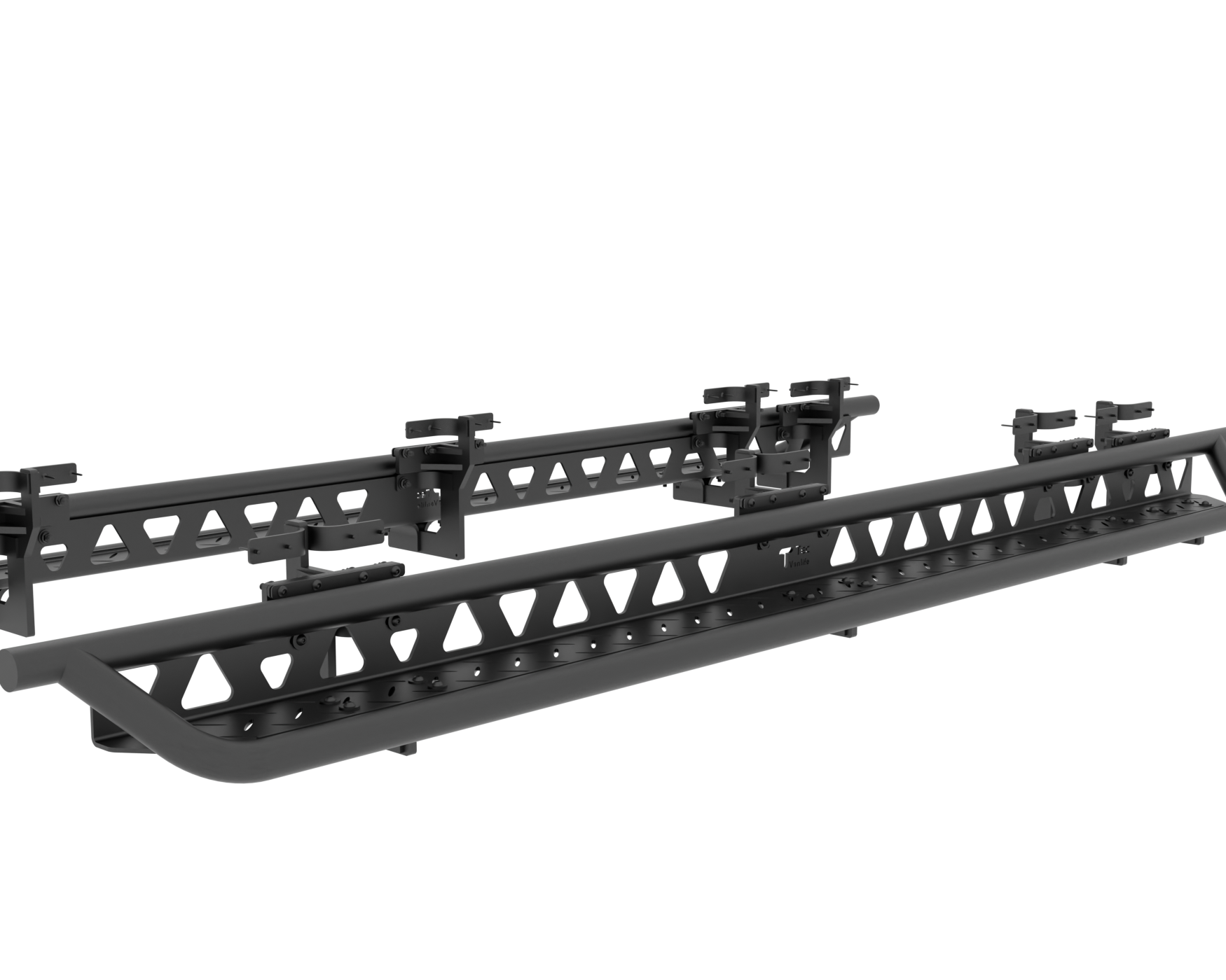 2007+ Mercedes Sprinter Full Length Drop Down Running Boards Rendered Angled View