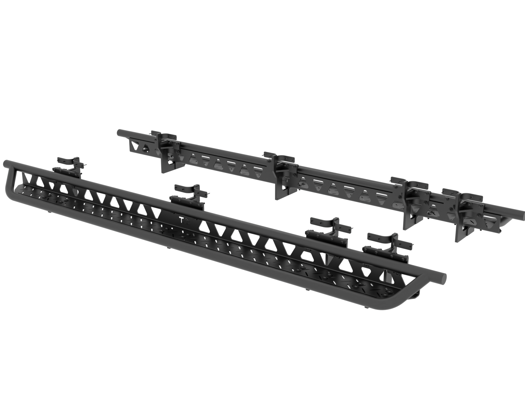 2007+ Mercedes Sprinter Full Length Drop Down Running Boards Rendered Angled View