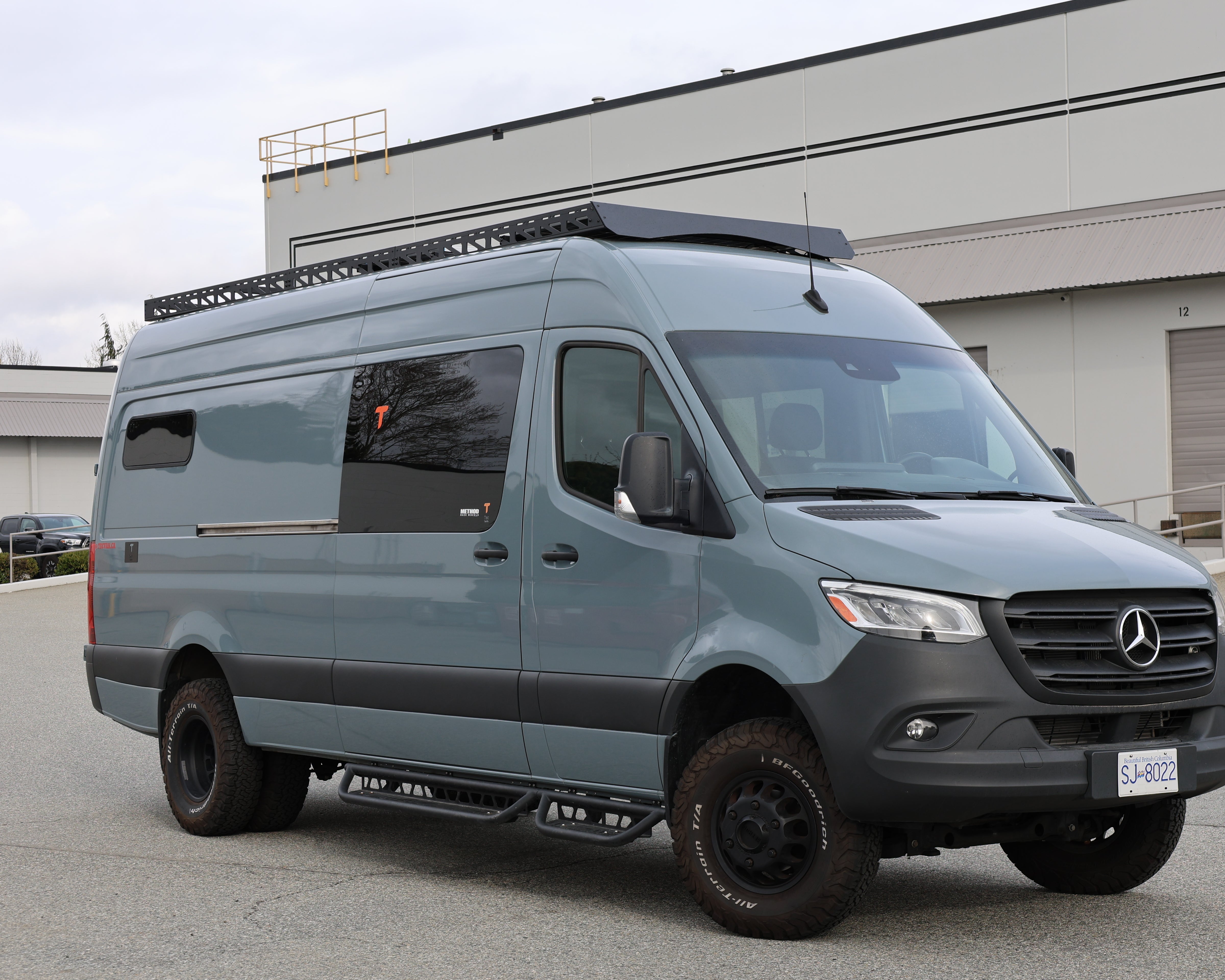 2007+ Mercedes Sprinter 144" High Roof Modular Roof Rack Fitted Front Side View