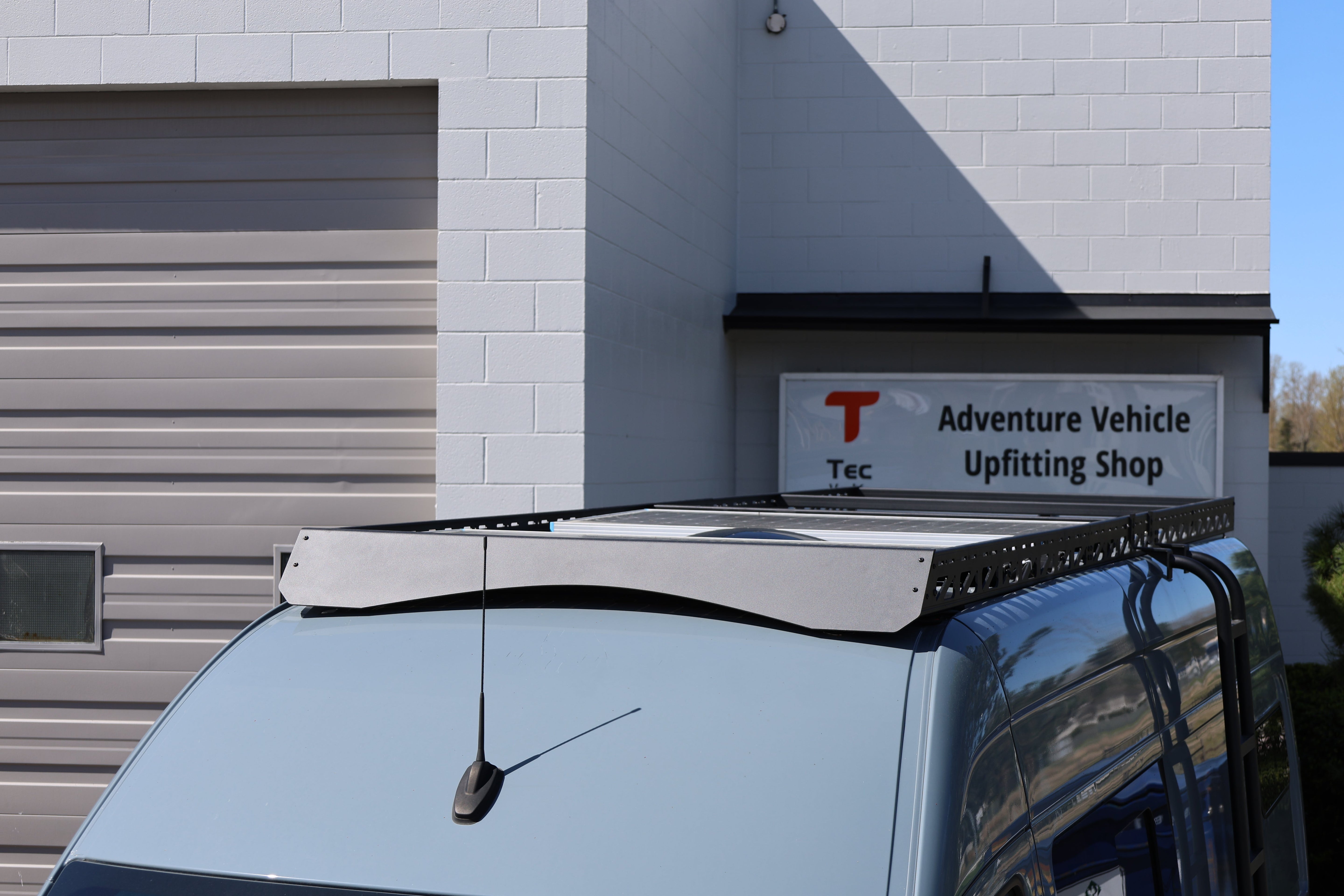 2007+ Mercedes Sprinter 144" High Roof Modular Roof Rack Fitted Elevated Front View