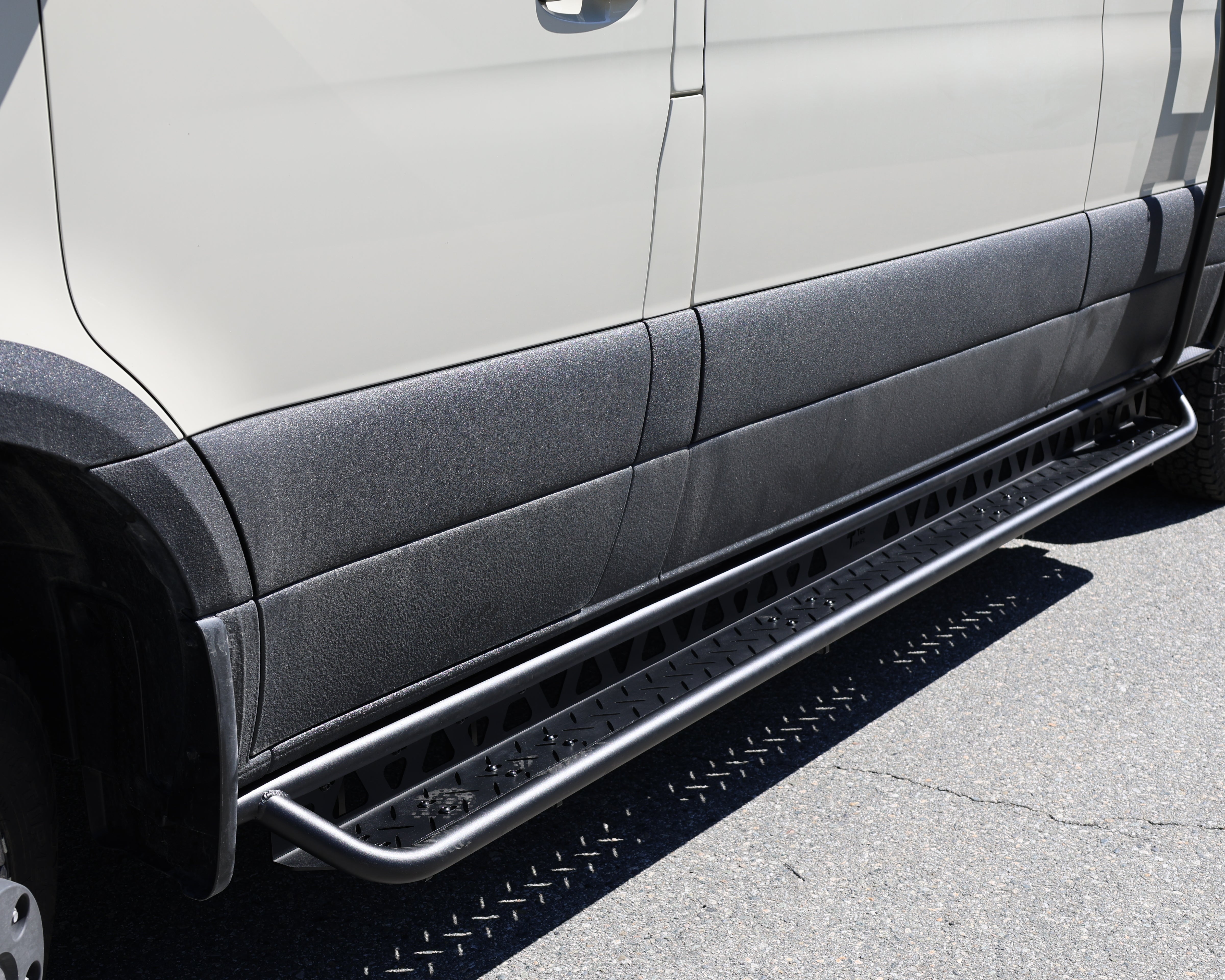 2007+ Mercedes Sprinter Full Length Drop Down Running Boards Fitted Side View