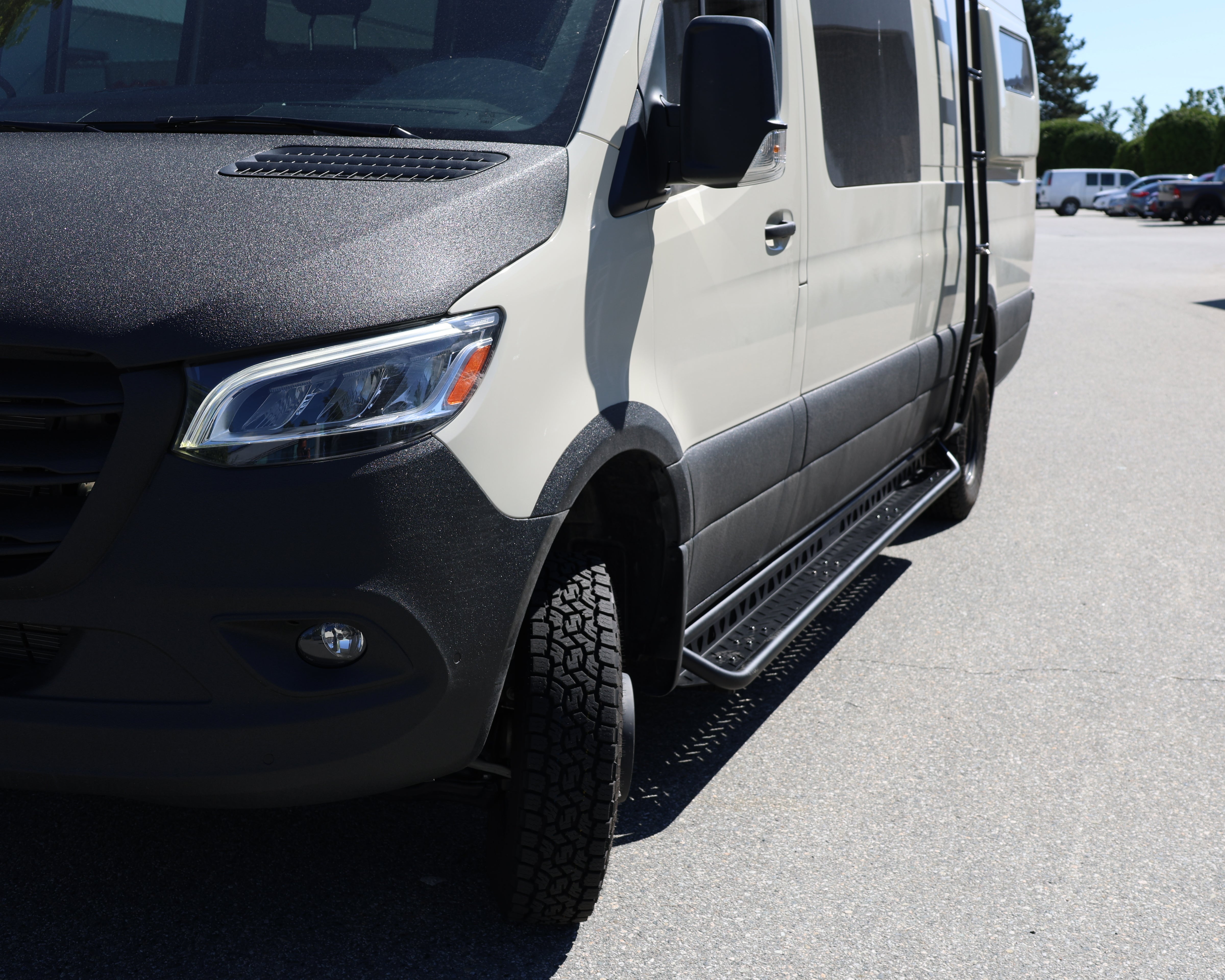 2007+ Mercedes Sprinter Full Length Drop Down Running Boards Fitted Side View