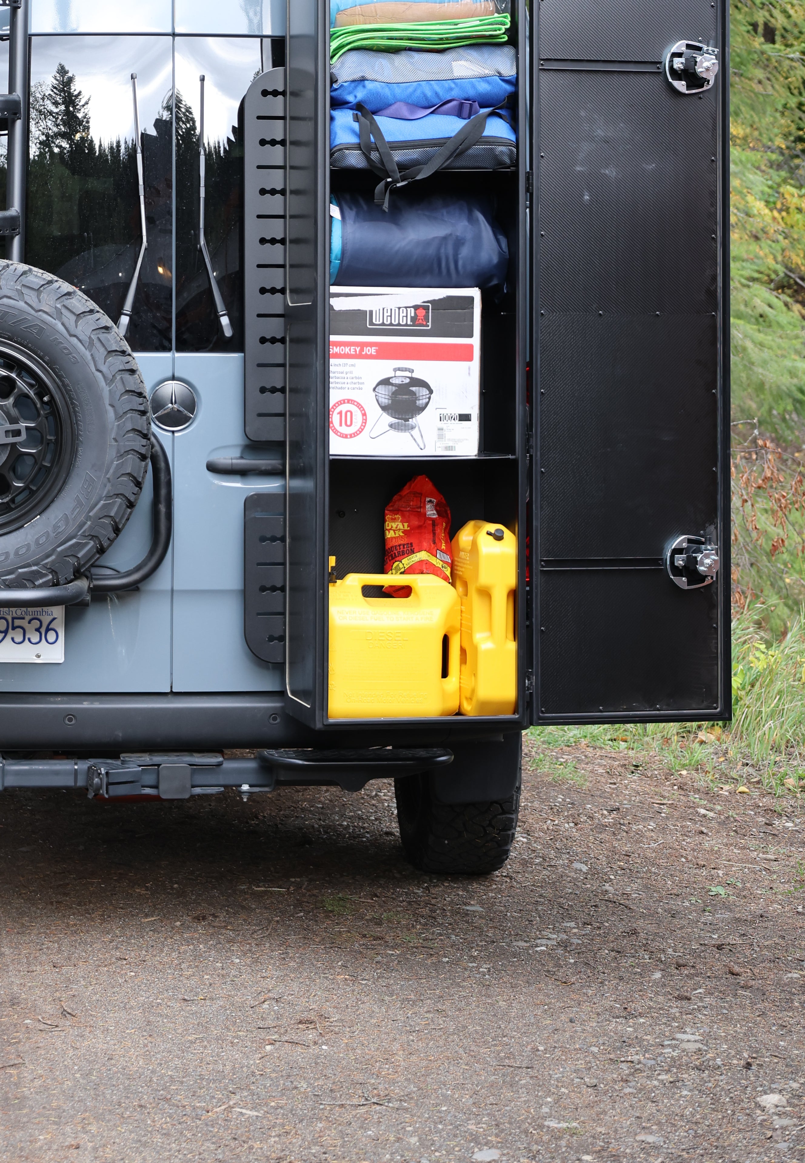 2019+ Mercedes Sprinter Two In One Ladder Tire Carrier System Fitted Front View
