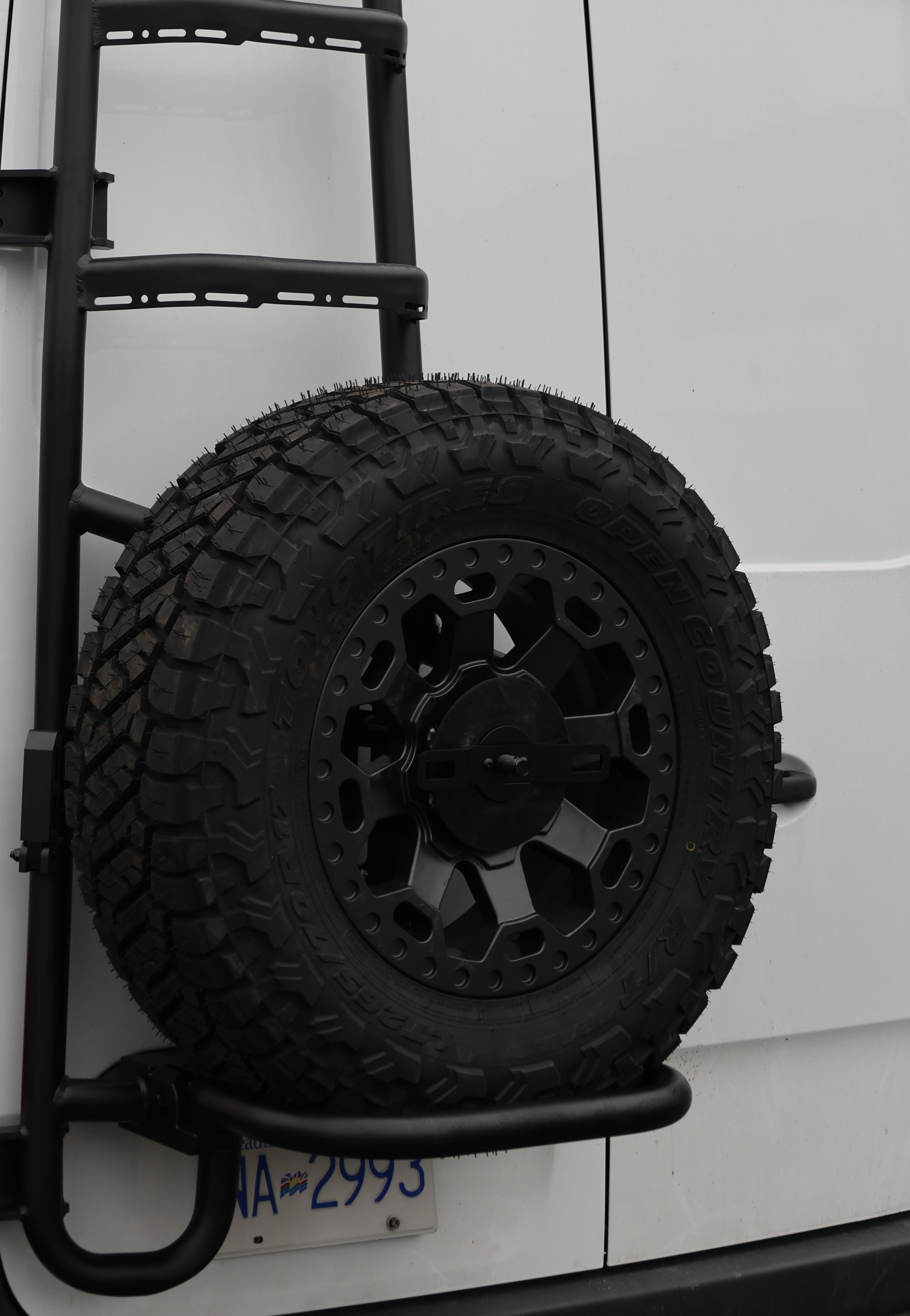 2019+ Mercedes Sprinter Two In One Ladder Tire Carrier System Fitted Side View