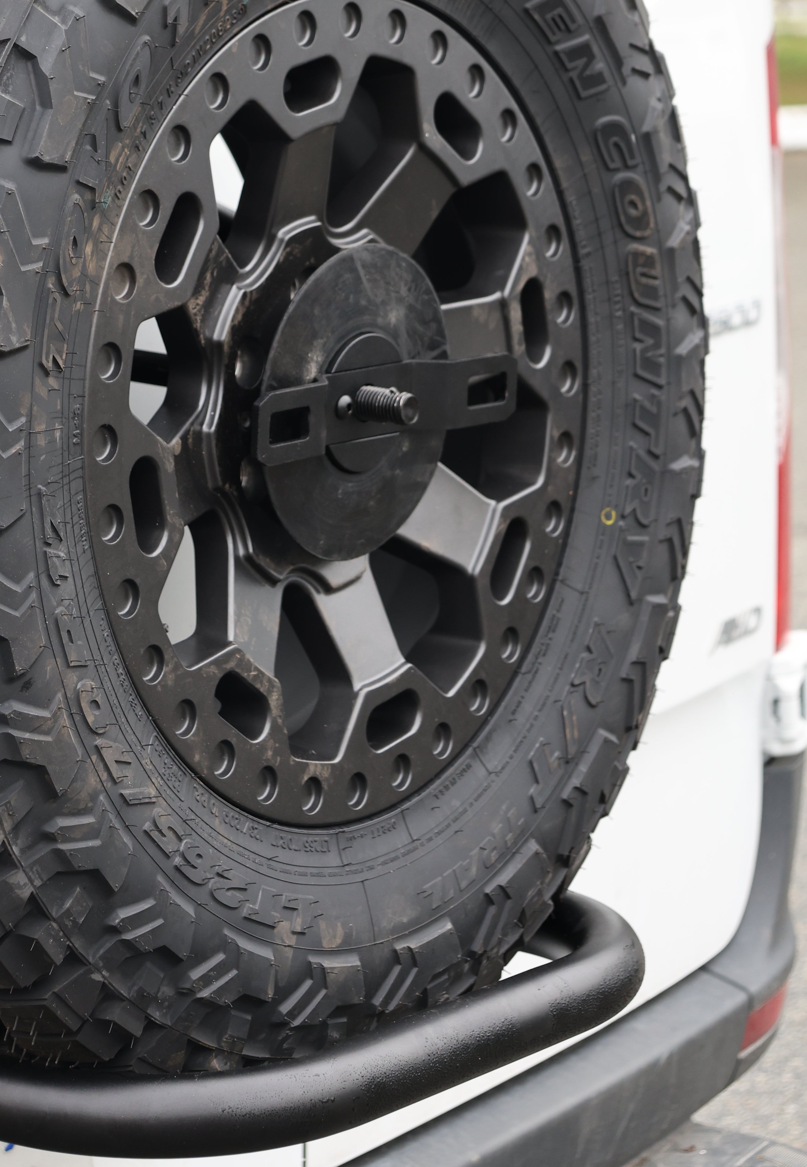 2019+ Mercedes Sprinter Two In One Ladder Tire Carrier System Fitted Tire Focus View