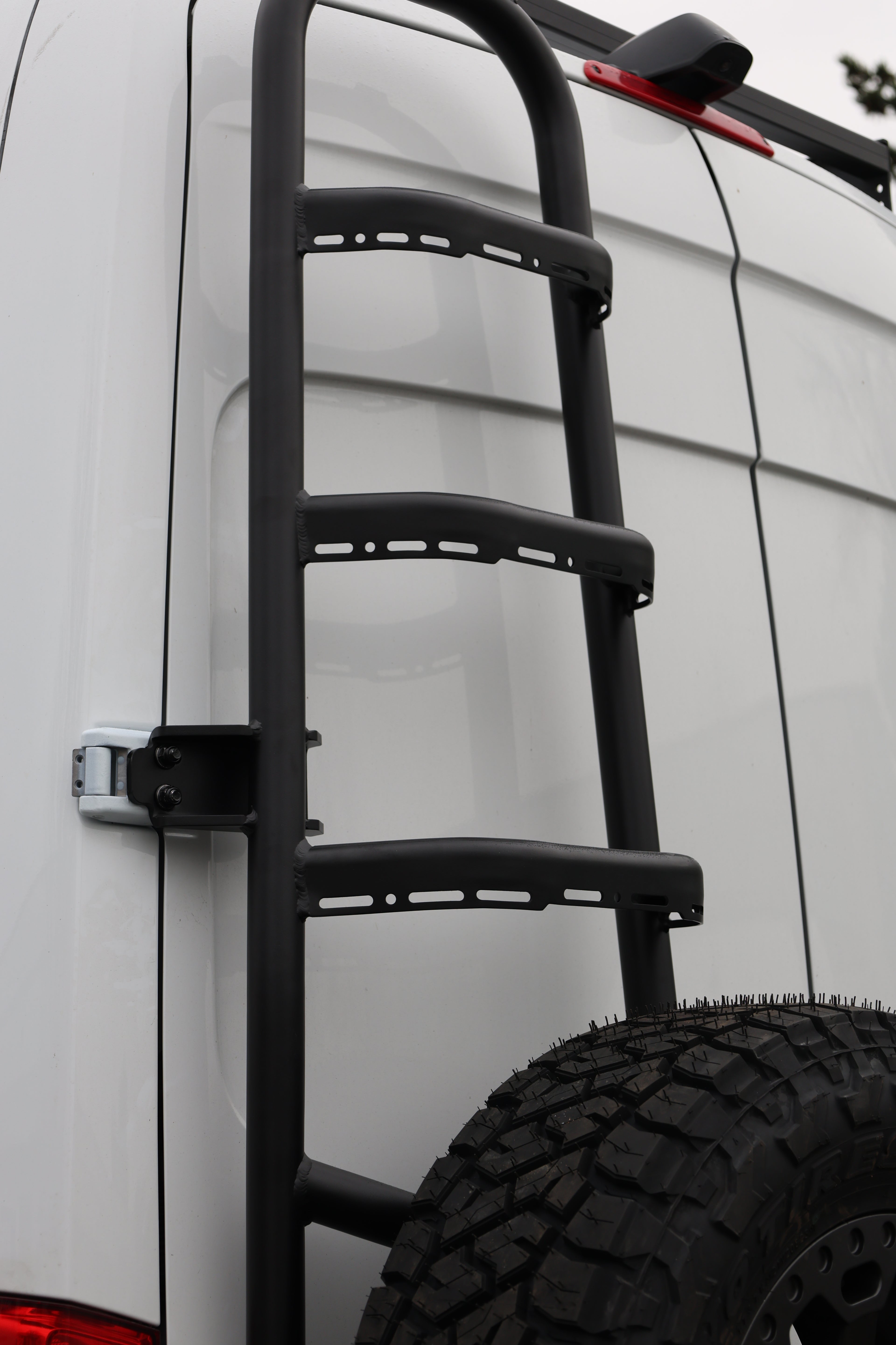 2019+ Mercedes Sprinter Two In One Ladder Tire Carrier System Fitted Ladder Focus View