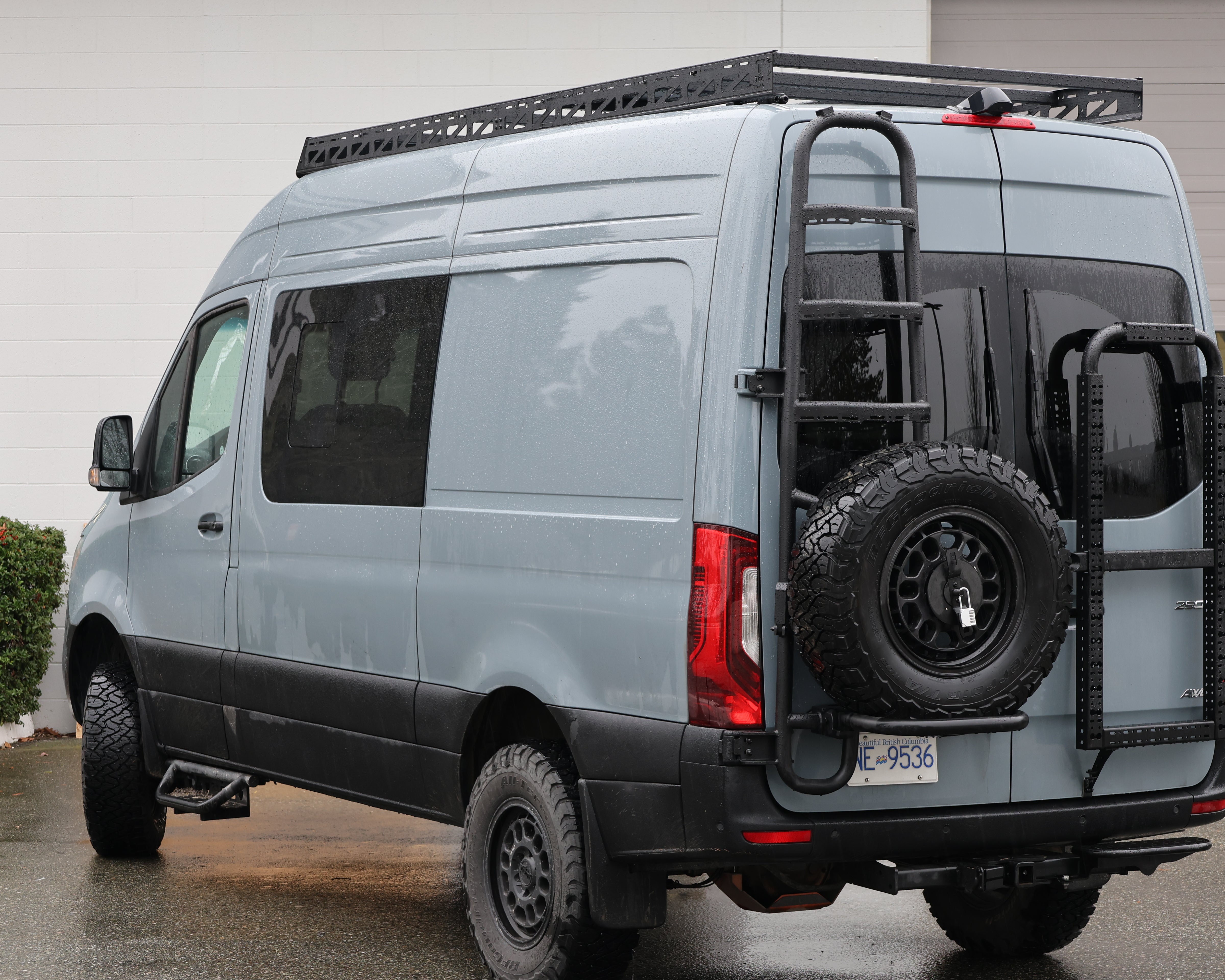 2019+ Mercedes Sprinter Two In One Ladder Tire Carrier System Fitted Side View