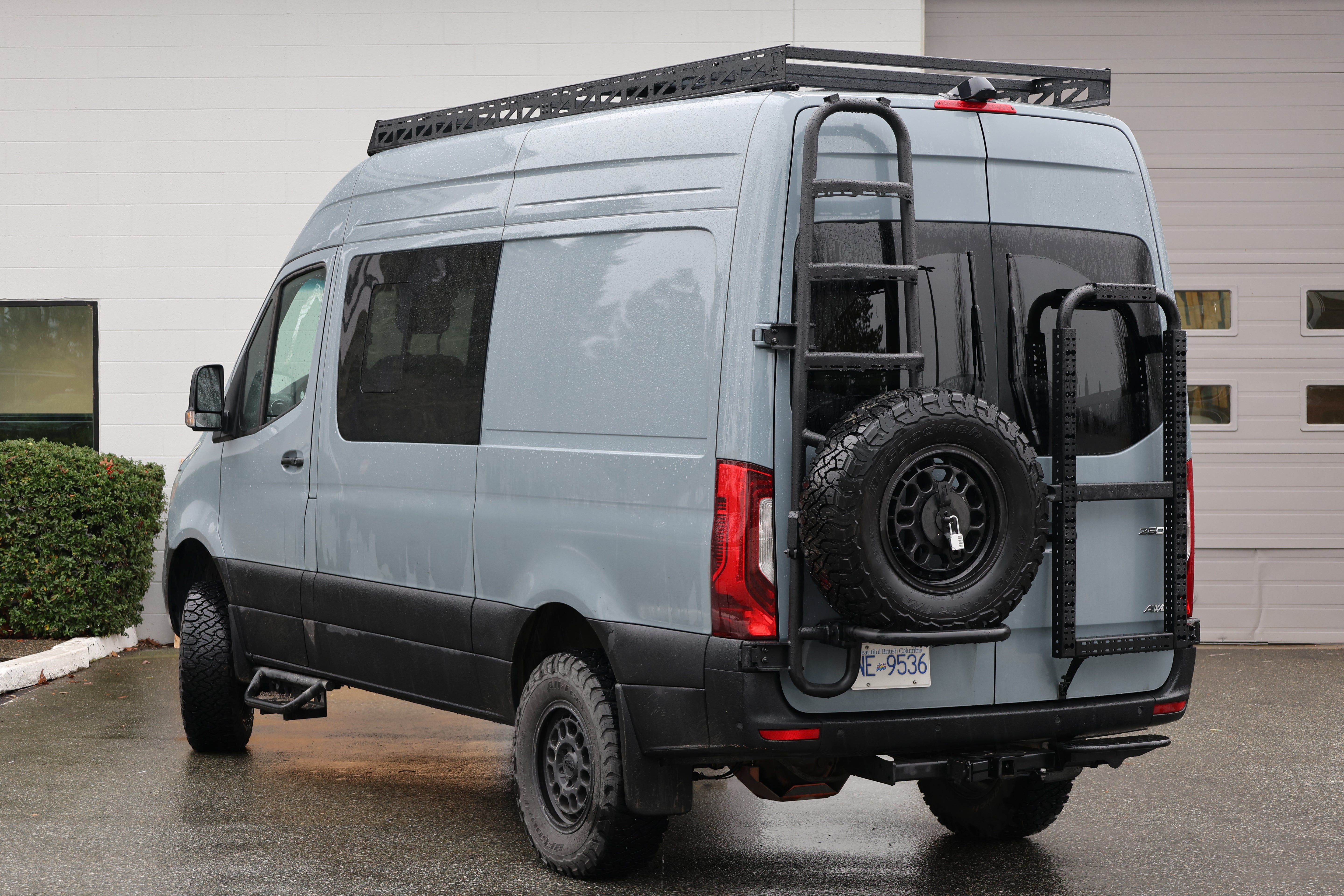 2019+ Mercedes Sprinter Two In One Ladder Tire Carrier System Fitted Side View
