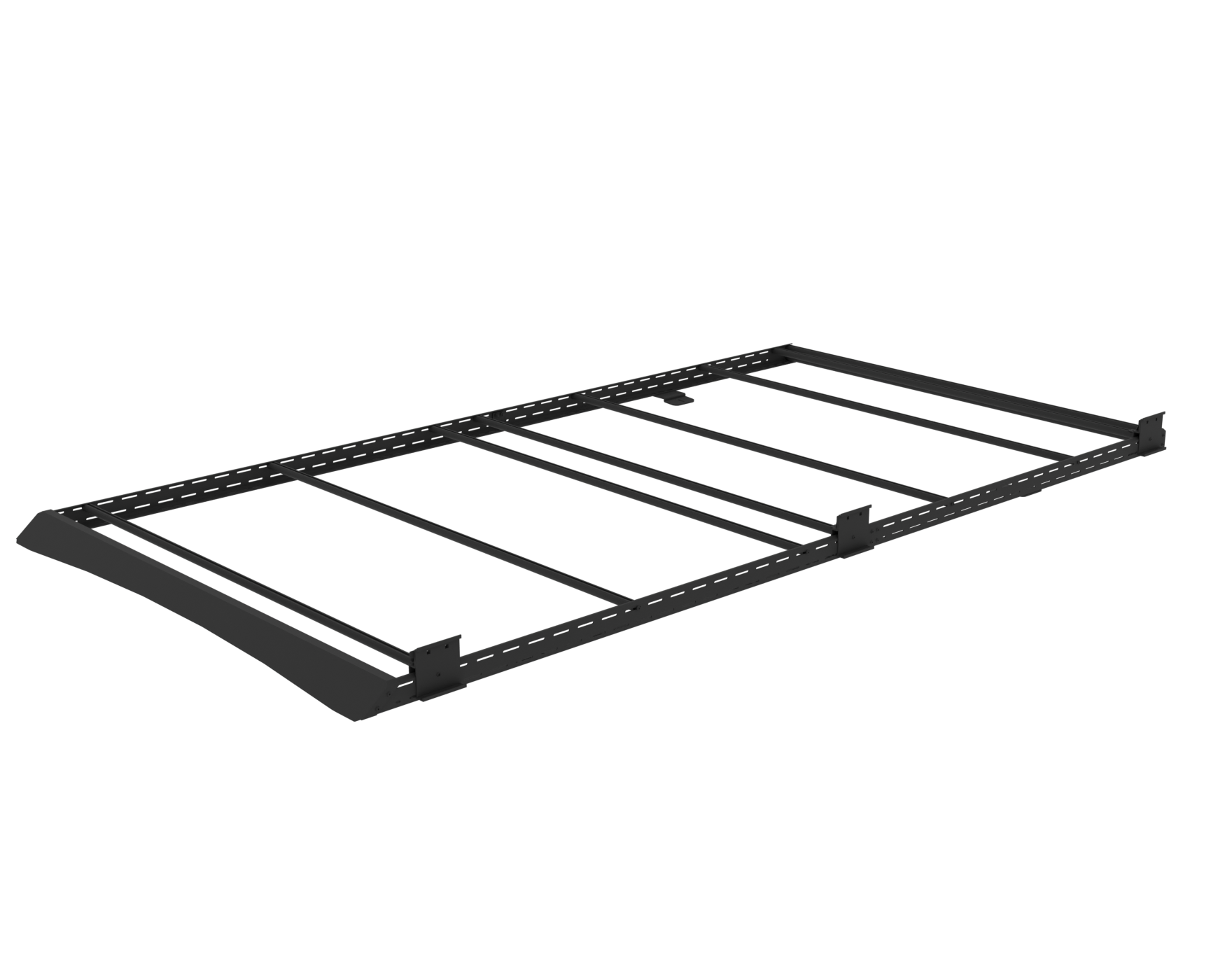 2015+ Ford Transit All Purpose Roof Rack 148 High Roof Rendered Angled View With Awning Bracket
