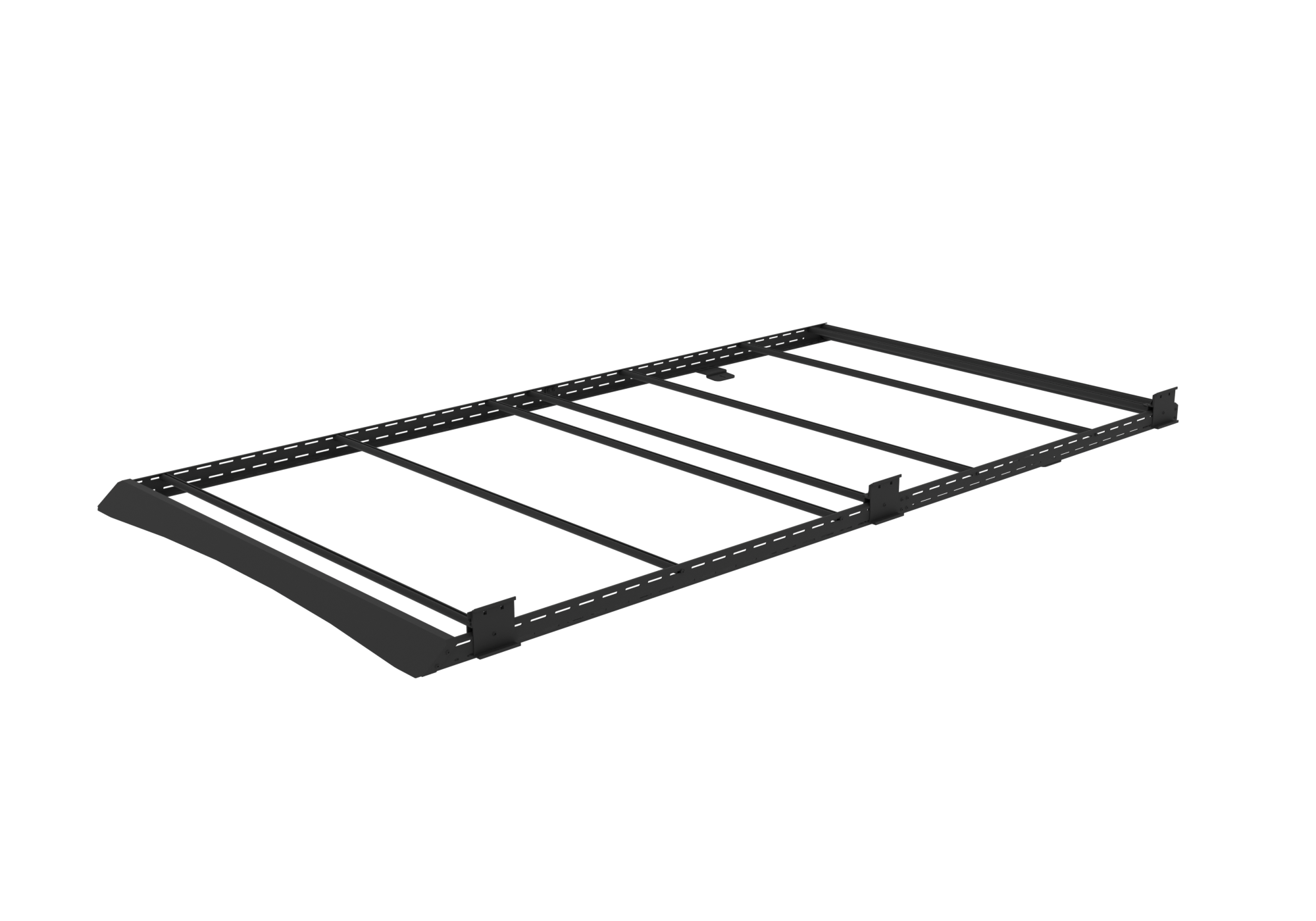 2015+ Ford Transit All Purpose Roof Rack 148 High Roof Rendered Angled View With Awning Bracket
