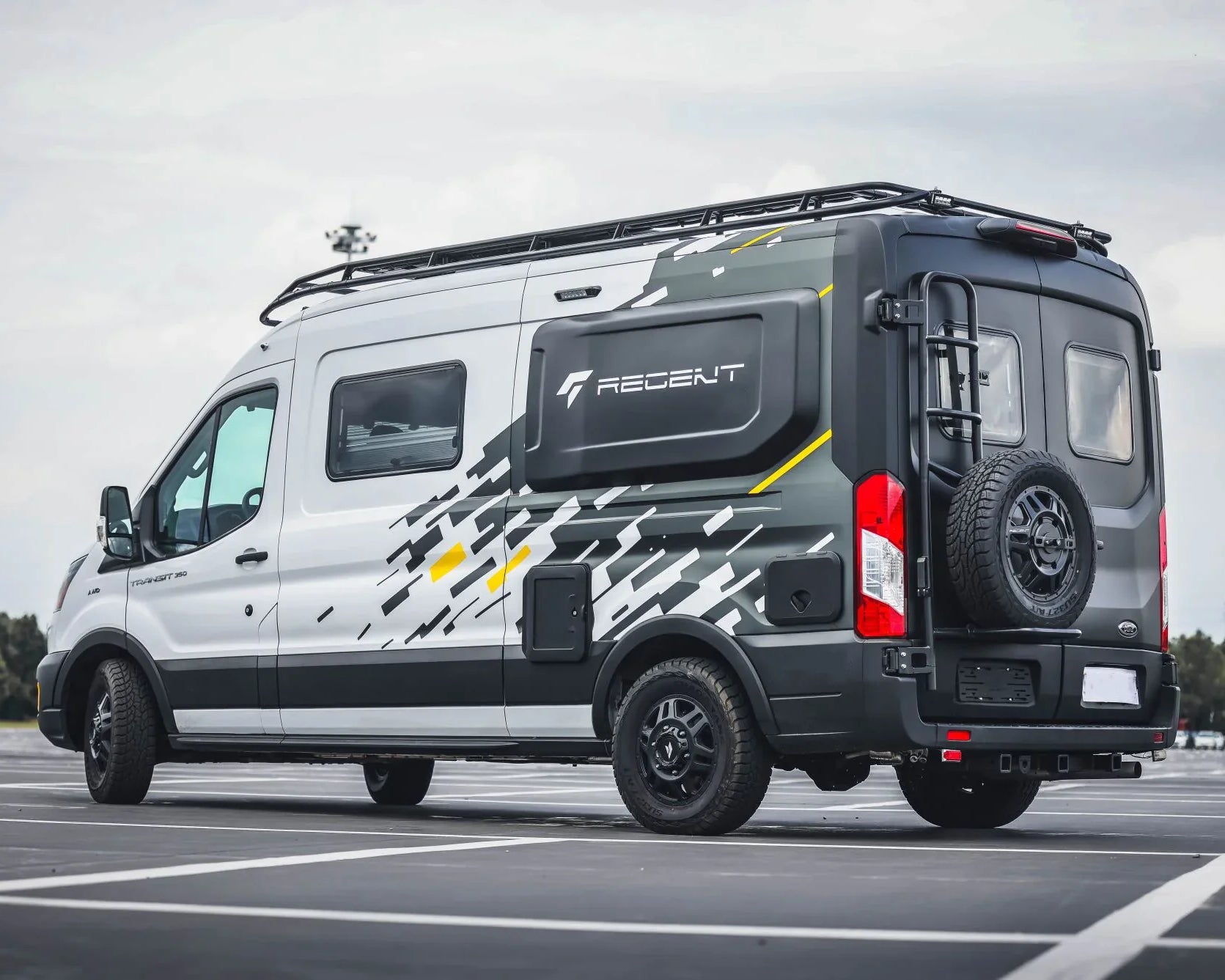 2015+ Ford Transit Rear Door Tire Ladder Carrier 180 Degree Door Hinge Fitted Shot