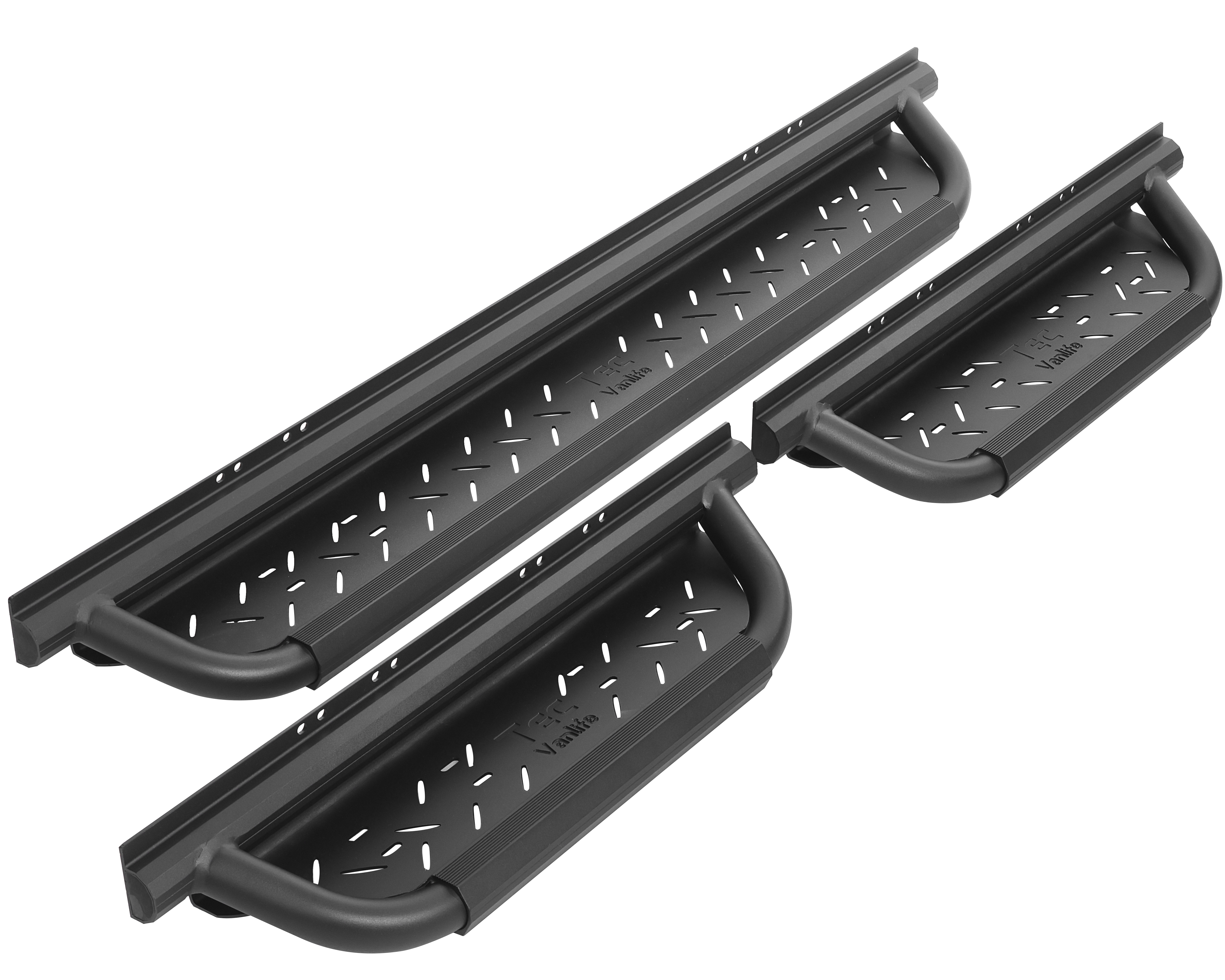 2007+ Mercedes Sprinter AntiSlip Drop Down Running Boards 3 Piece Set Angled View