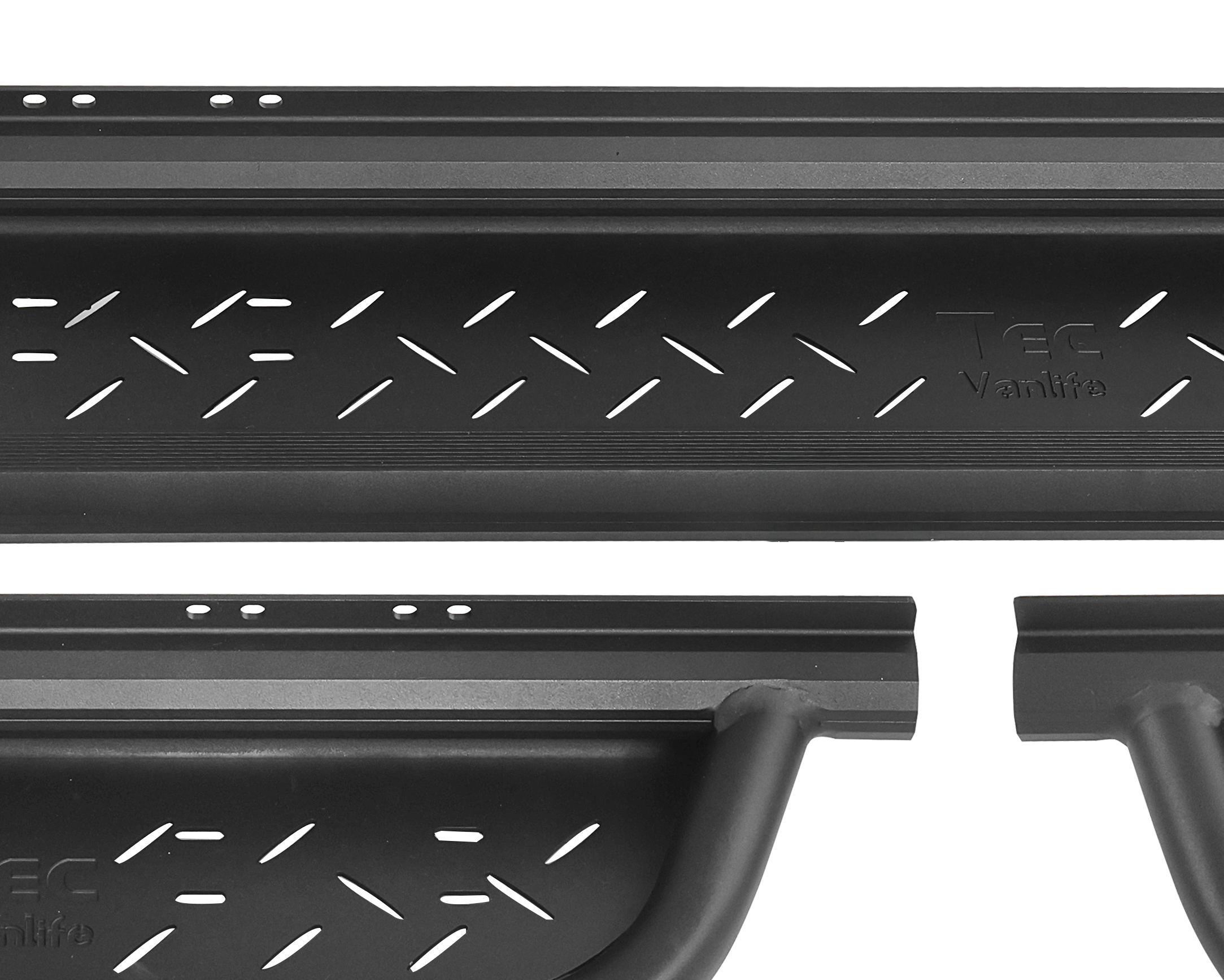 2007+ Mercedes Sprinter AntiSlip Drop Down Running Boards 3 Piece Set Front View