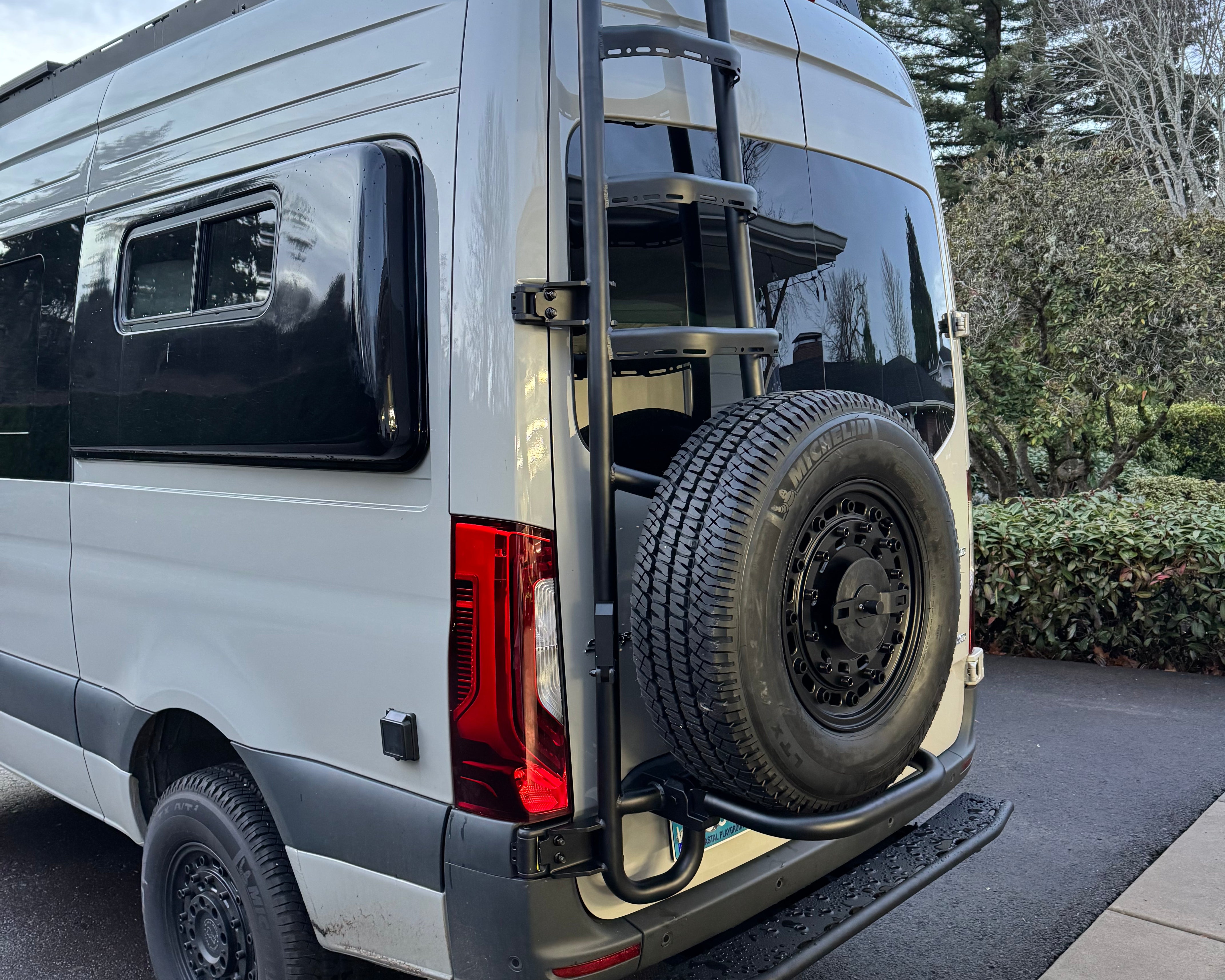2019+ Mercedes Sprinter Two In One Ladder Tire Carrier System Fitted Side View
