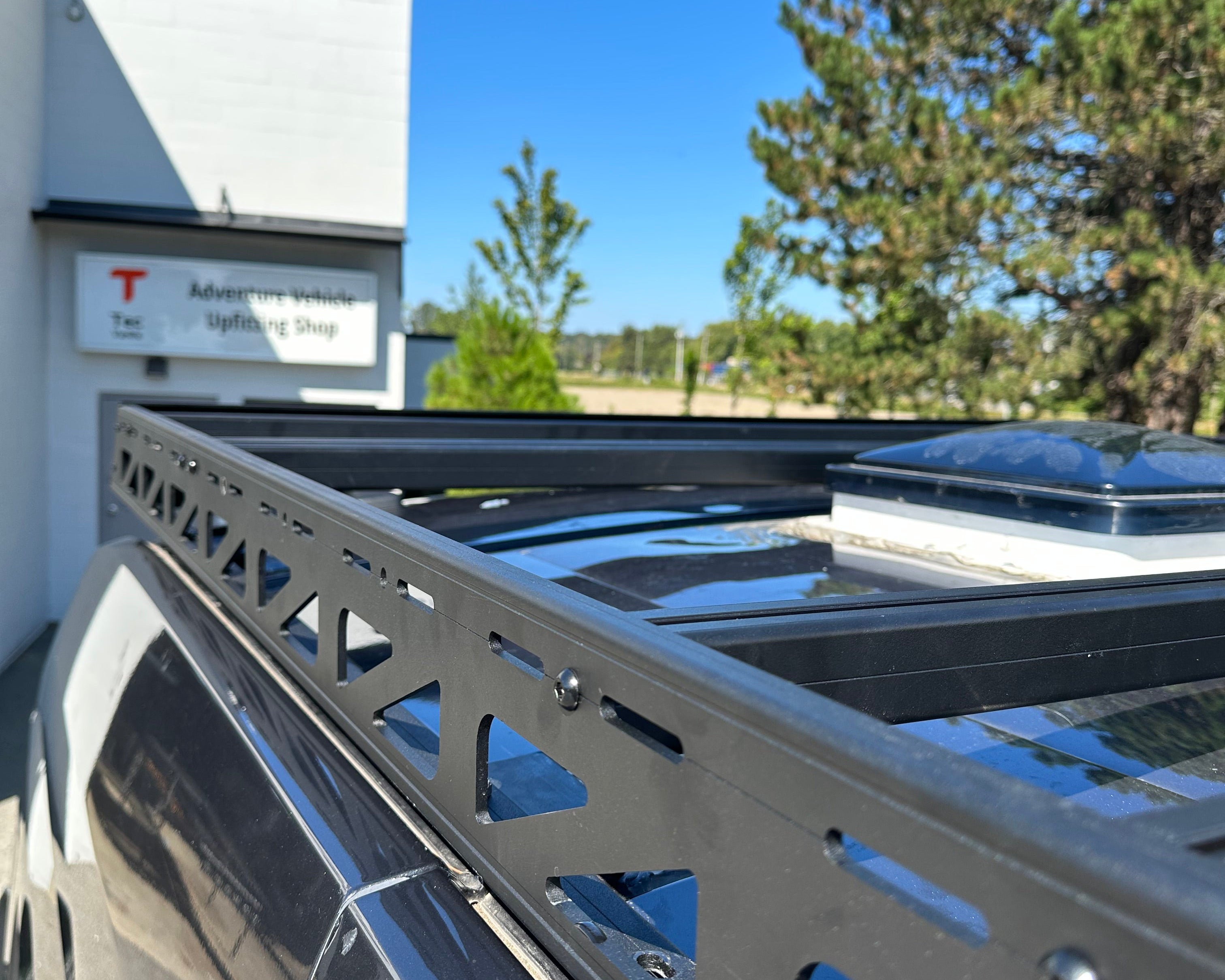 2015+ Ford Transit 148 High Roof Modular Roof Rack Fitted Side Focus View