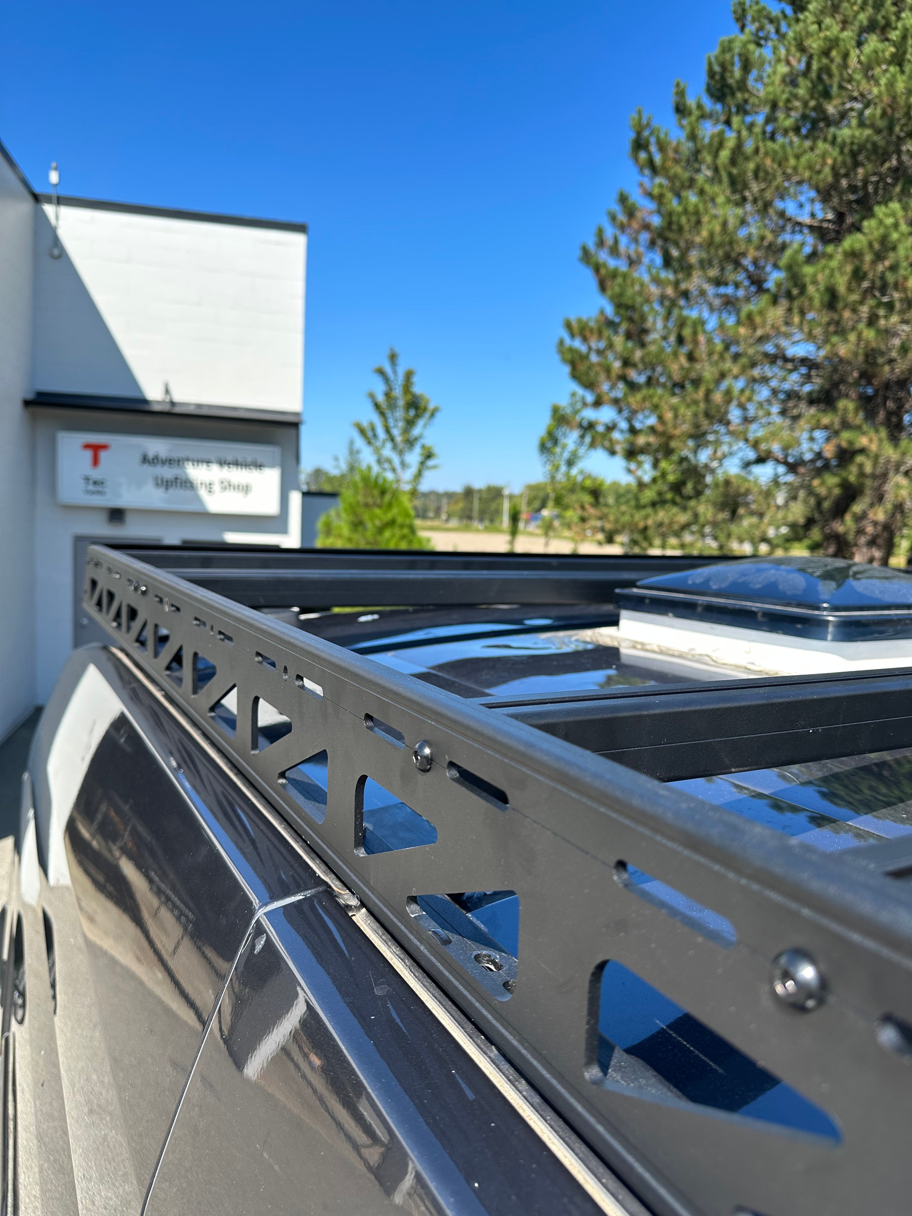 2015+ Ford Transit 148 High Roof Modular Roof Rack Fitted Side Focus View