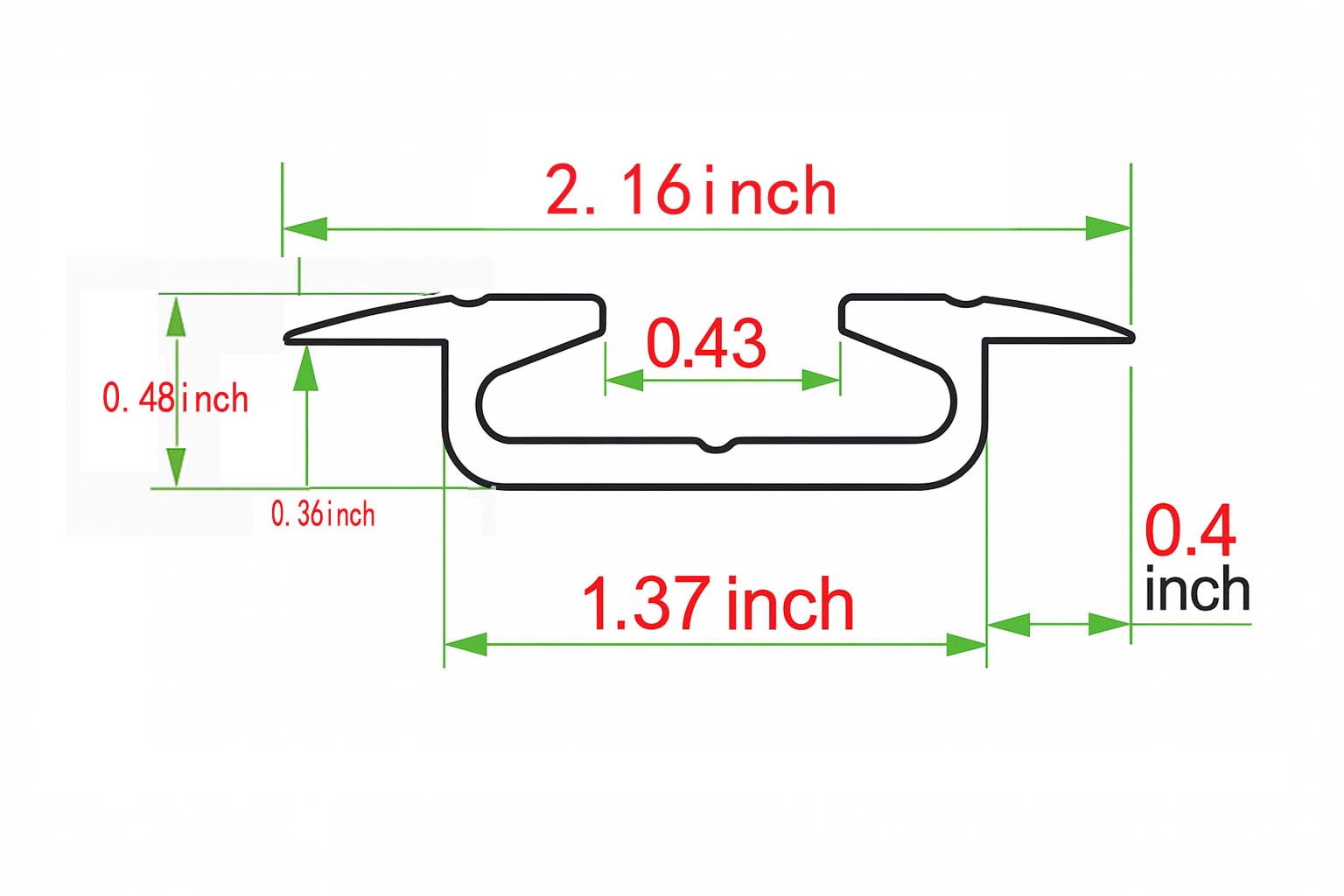 Flanged / recessed aluminum L-track dimensions