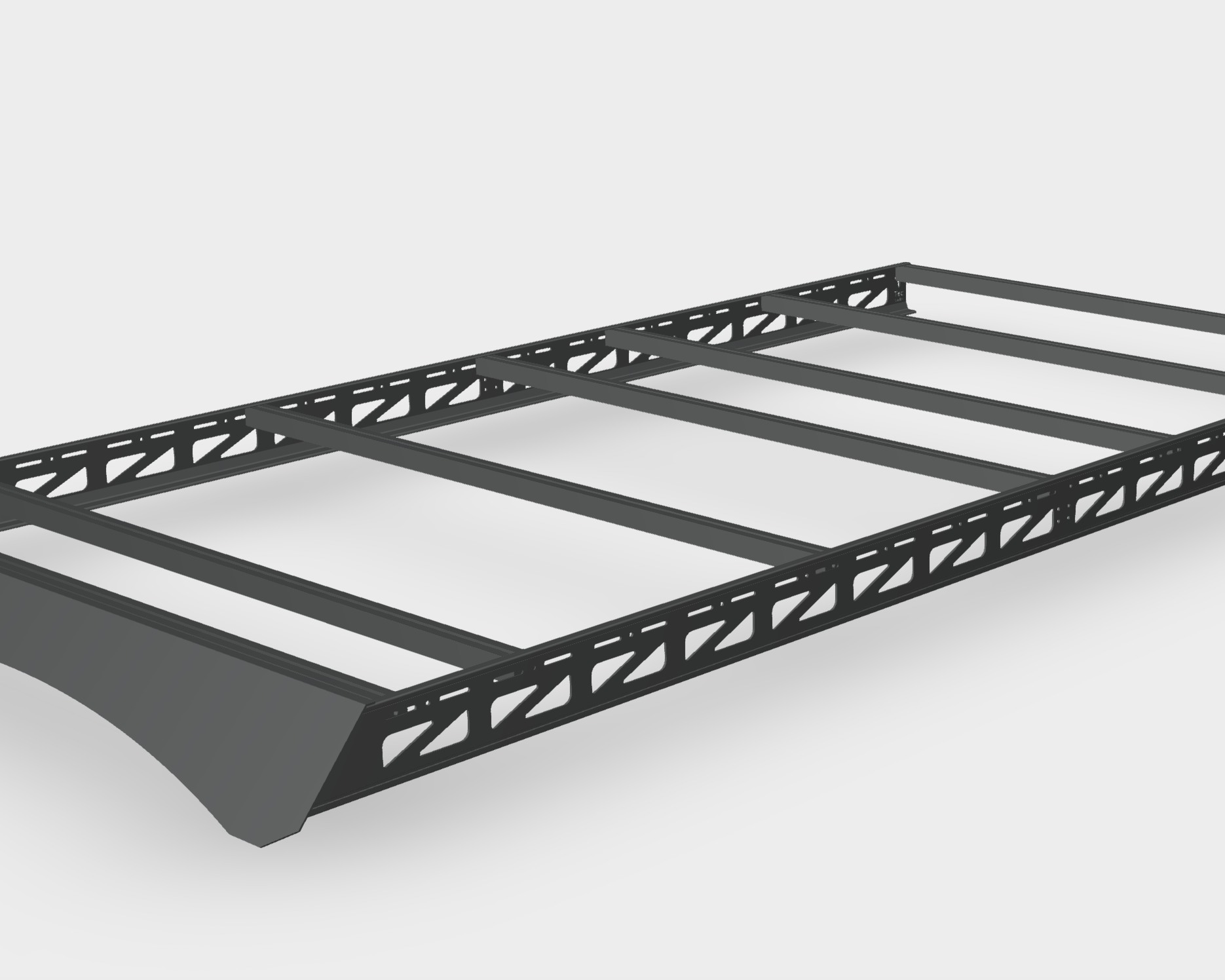 2007+ Mercedes Sprinter 144" High Roof Modular Roof Rack Rendered Angled View