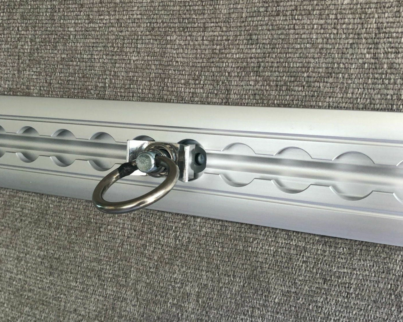 High capacity anodized aluminum L-track for mounting heavy gear.