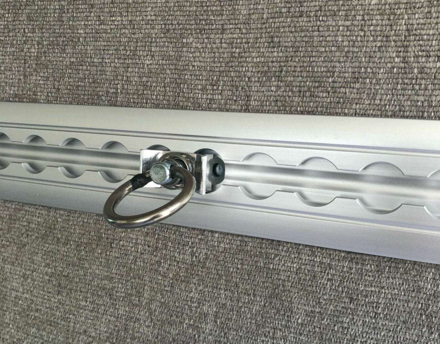 High capacity anodized aluminum L-track for mounting heavy gear.