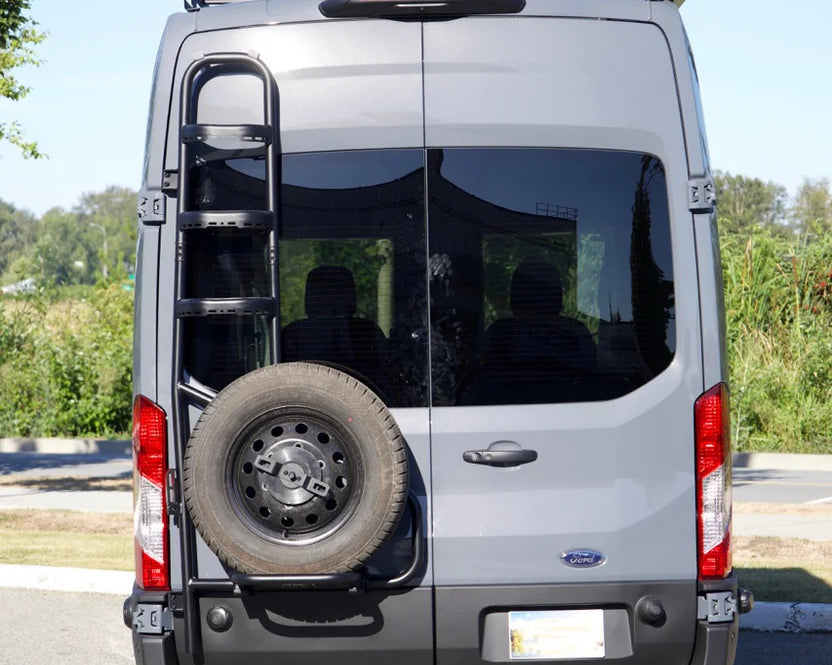 Ford Transit Rear Door Tire Ladder Carrier Focus Shot