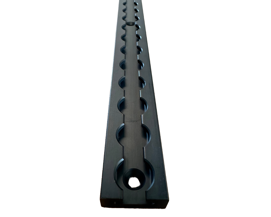 High capacity aluminum L-track with reinforced 3.5 mm channel.