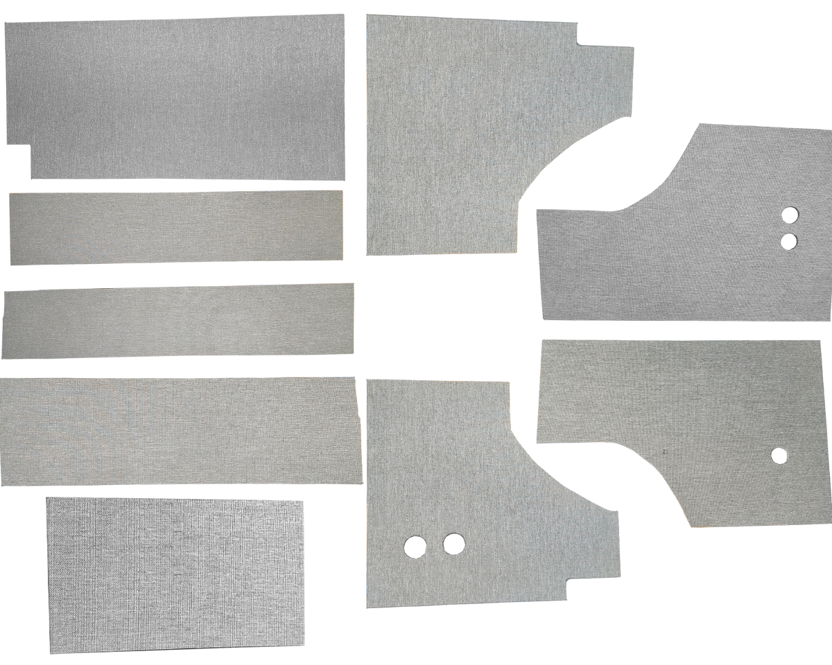 Nine pre-wrapped wall panels included in the Sprinter interior conversion kit
