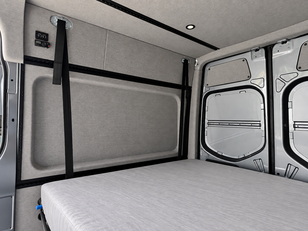 Sprinter interior conversion kit rear wall panels with bed lowered