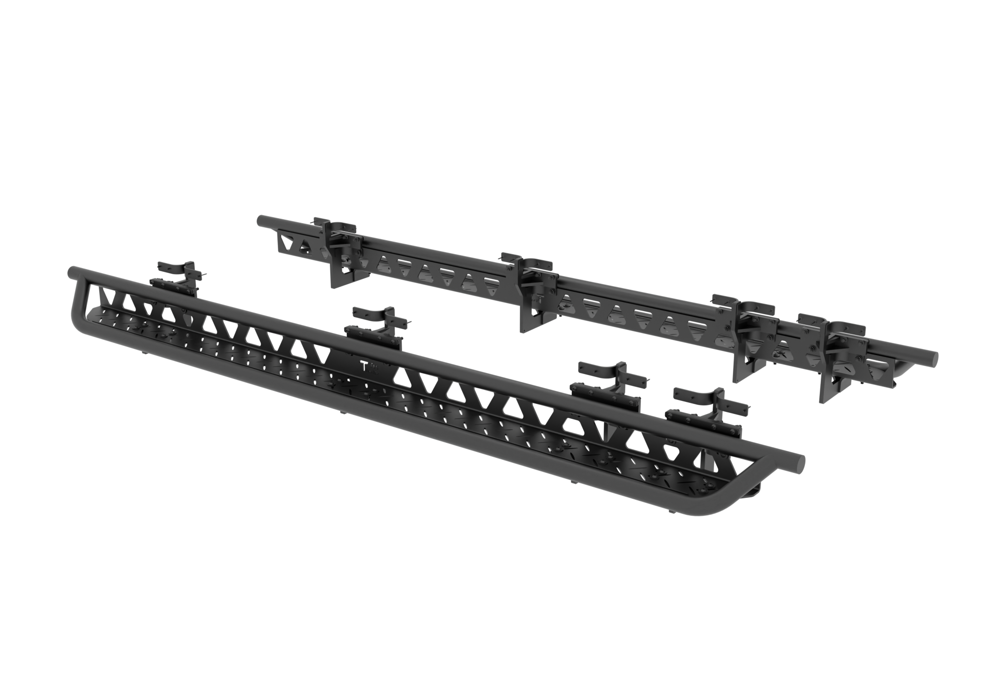 2007+ Mercedes Sprinter Full Length Drop Down Running Boards Rendered Angled View