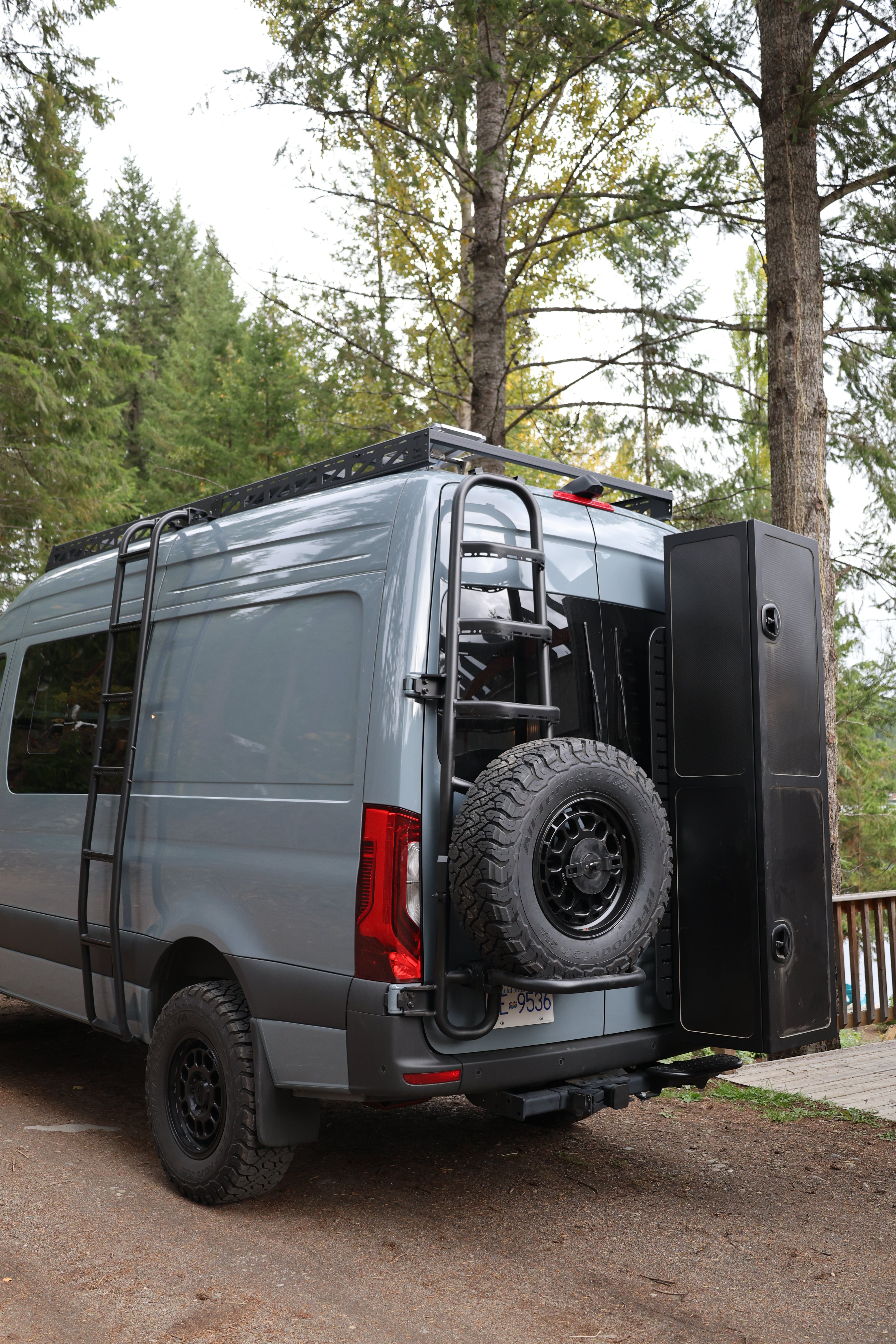 2019+ Mercedes Sprinter Two In One Ladder Tire Carrier System Fitted Side View