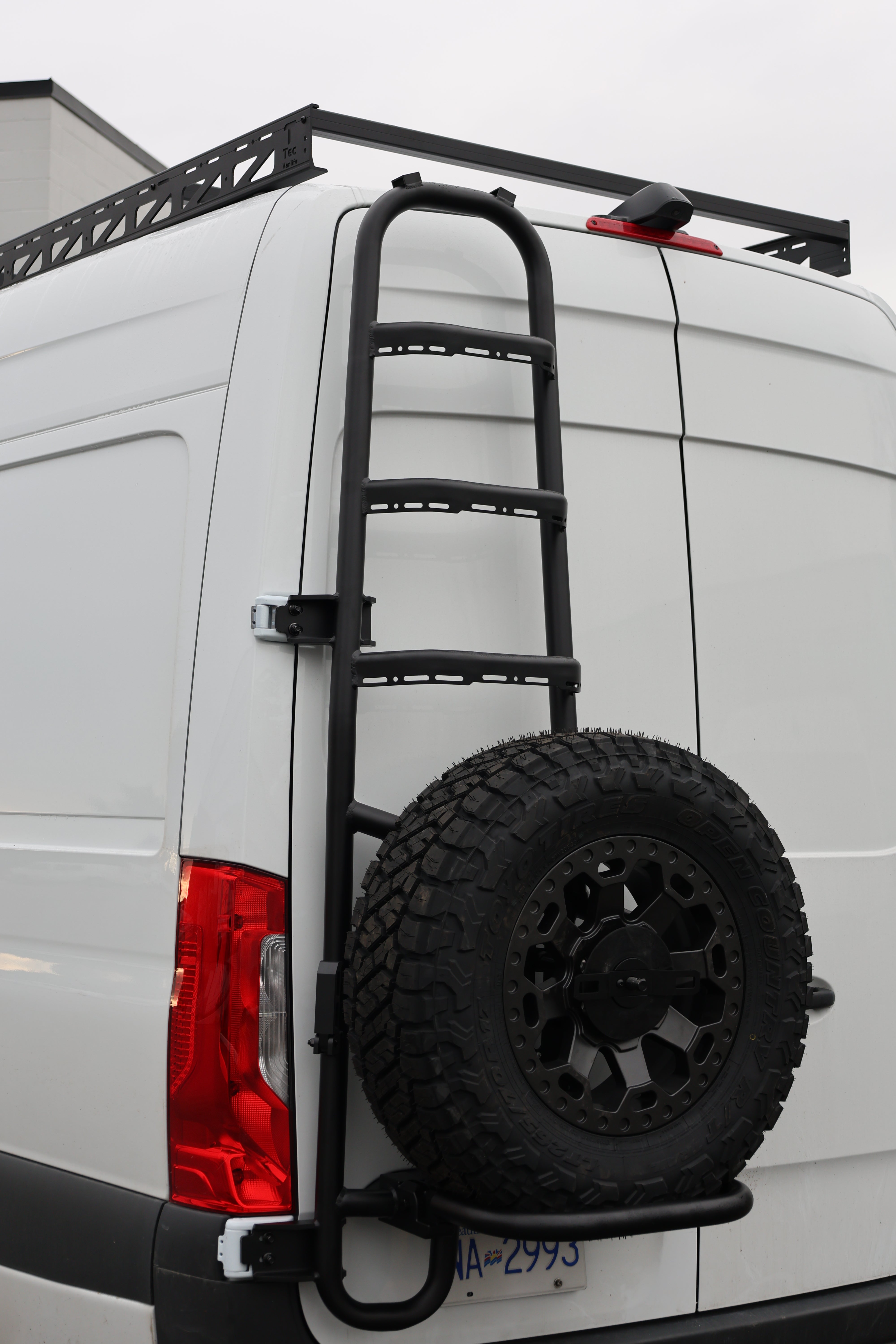 2019+ Mercedes Sprinter Two In One Ladder Tire Carrier System Fitted Side View