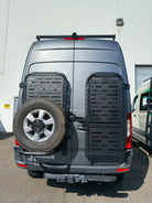 Sprinter rear doors with spare tire on driver side gear rack and passenger side gear rack