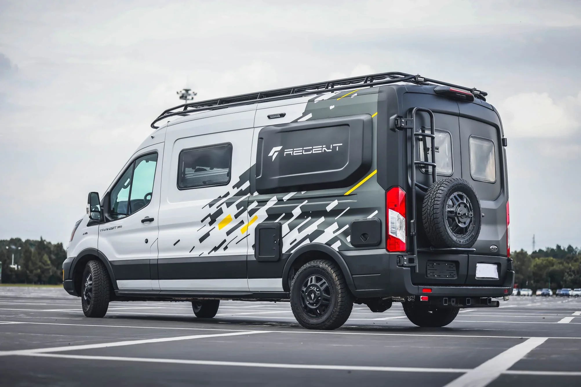 2015+ Ford Transit Rear Door Tire Ladder Carrier 180 Degree Door Hinge Fitted Shot