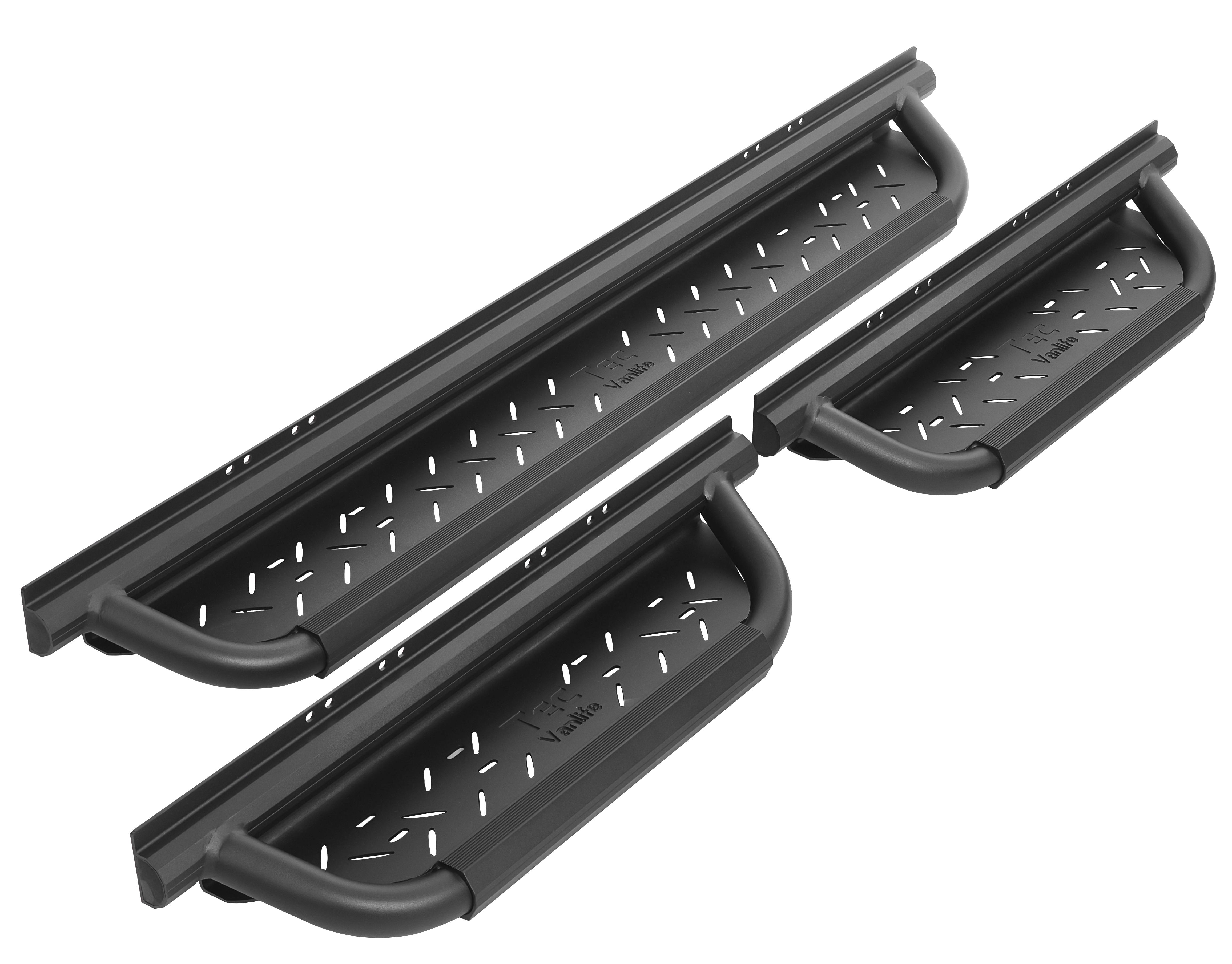 2007+ Mercedes Sprinter AntiSlip Drop Down Running Boards 3 Piece Set Angled View