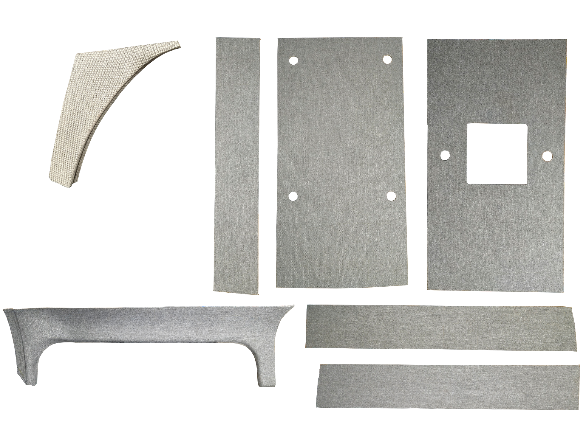 Five ceiling panels and two upper arch trim pieces included in the kit