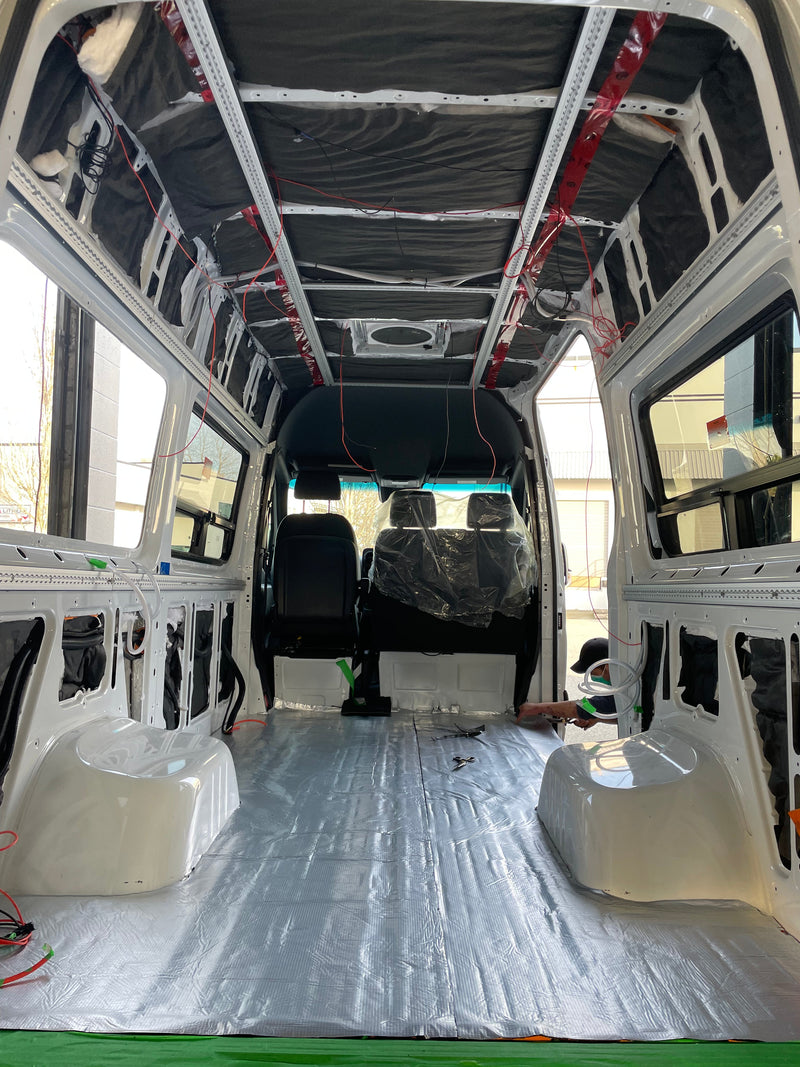 Sprinter ceiling and walls insulated with 3M Thinsulate