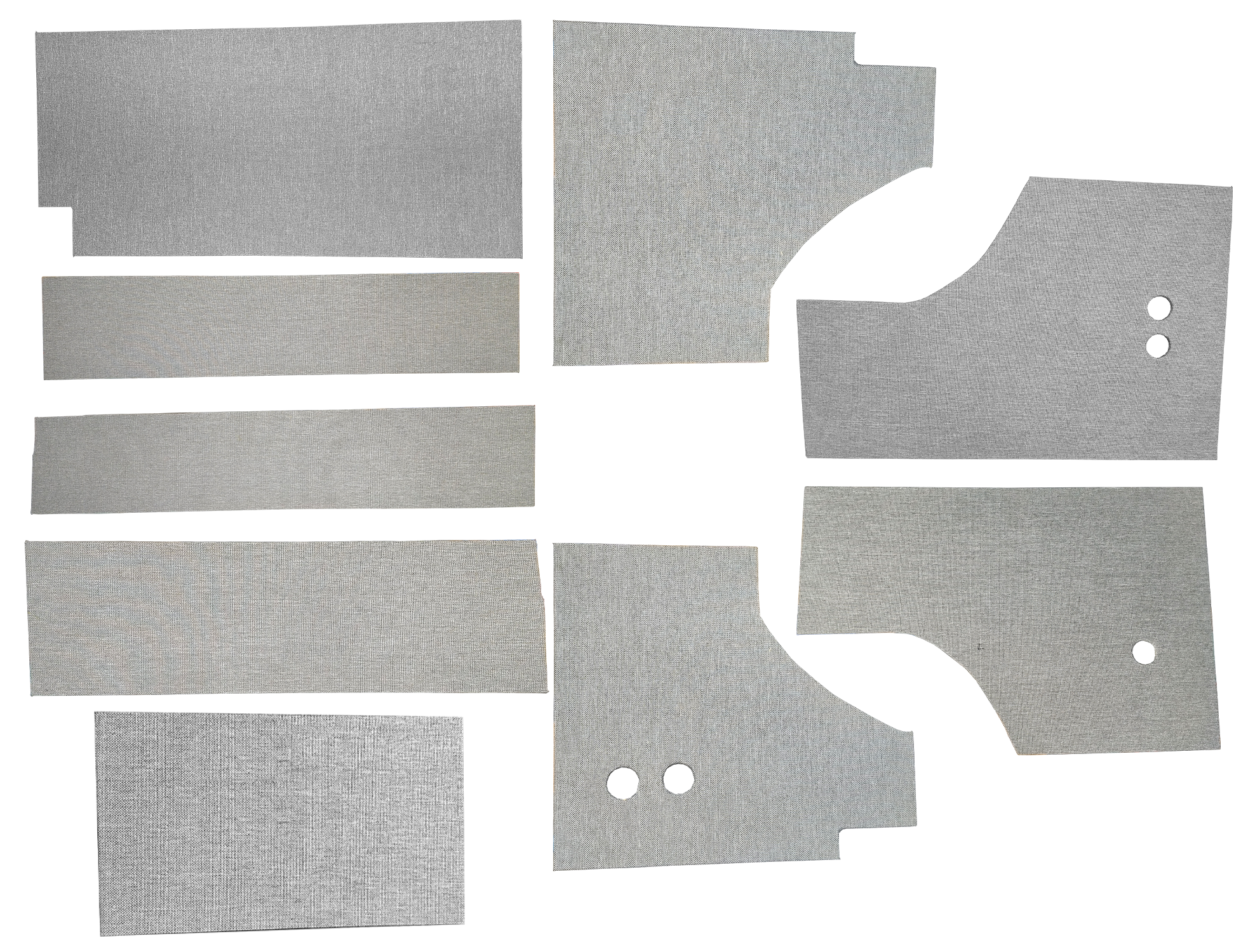 Nine pre-wrapped wall panels included in the Sprinter interior conversion kit